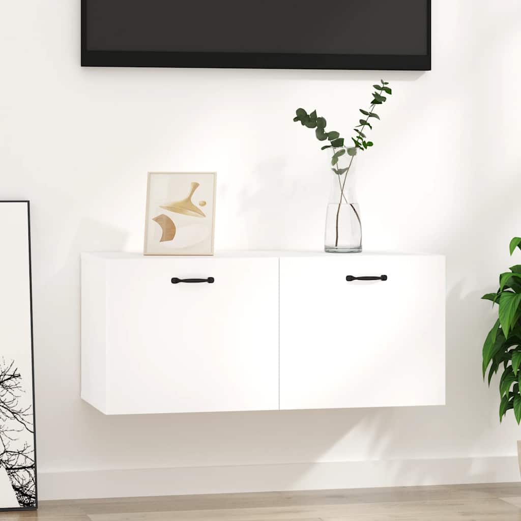 vægskab 80x36,5x35 cm konstrueret træ hvid højglans