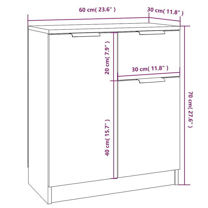 skænk 60x30x70 cm konstrueret træ grå sonoma-eg