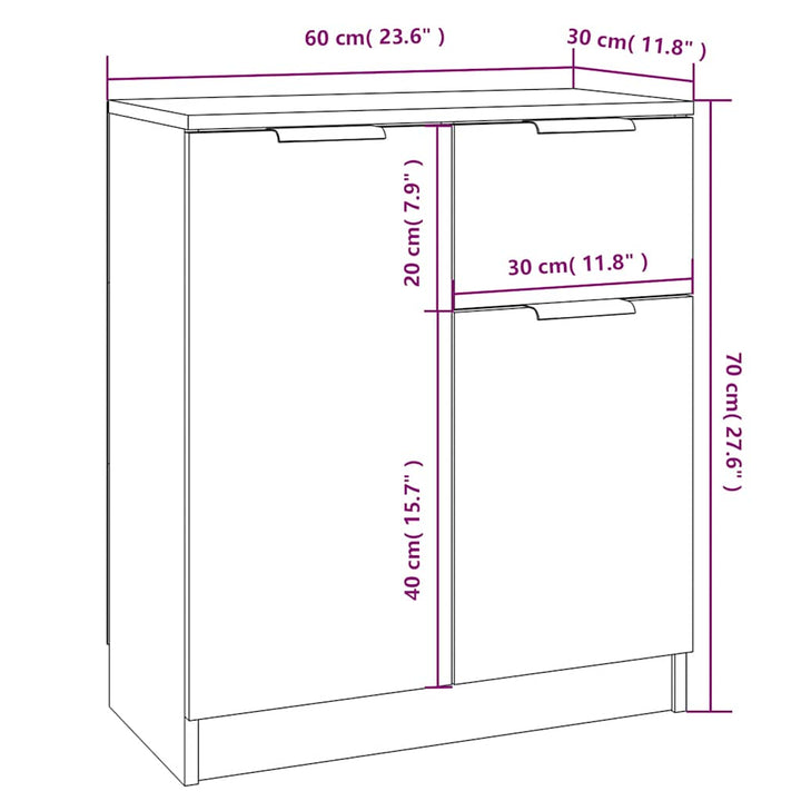 skænk 60x30x70 cm konstrueret træ grå sonoma-eg