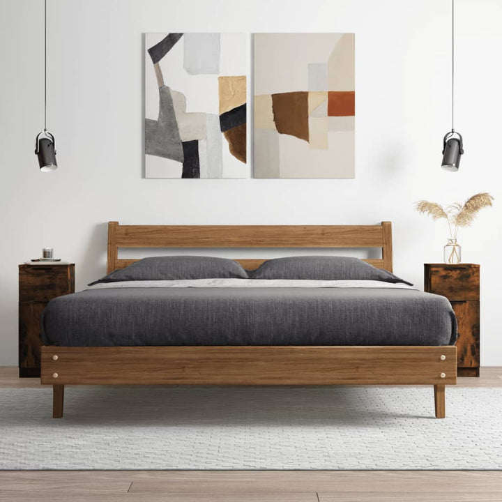 skænke 2 stk. 30x30x70 cm konstrueret træ røget egetræ