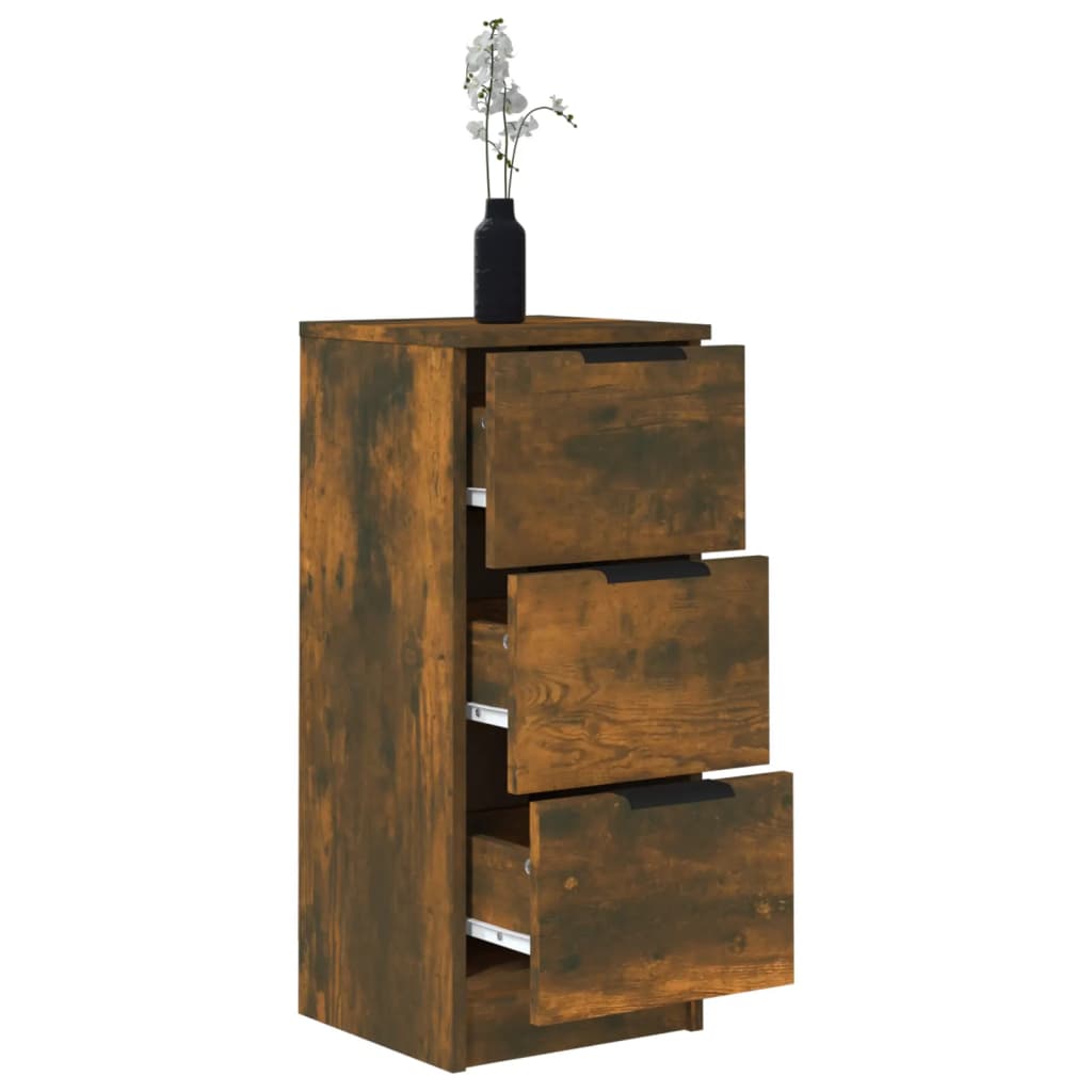 skænke 2 stk. 30x30x70 cm konstrueret træ røget egetræ
