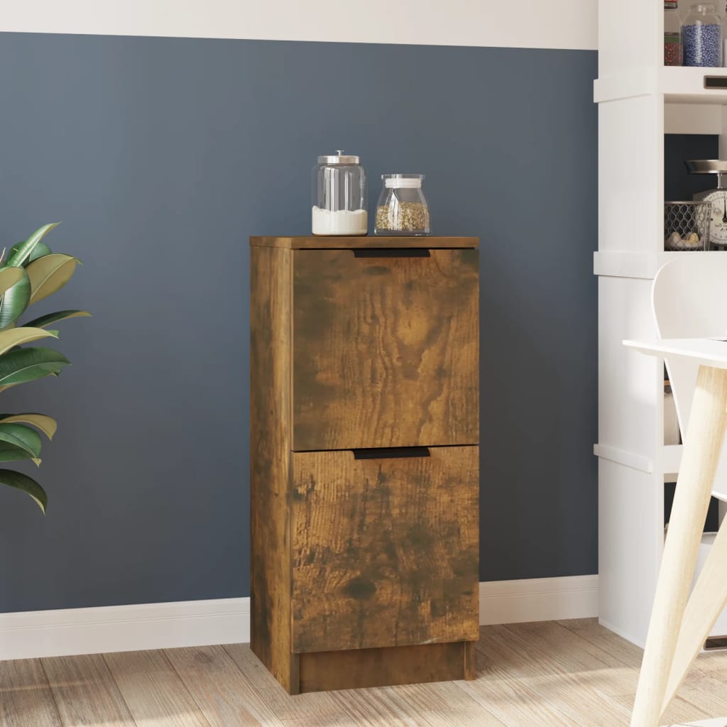 skænk 30x30x70 cm konstrueret træ røget egetræsfarve