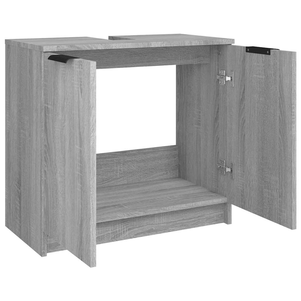 badeværelsesskab 64,5x33,5x59 cm konstrueret træ grå sonoma-eg