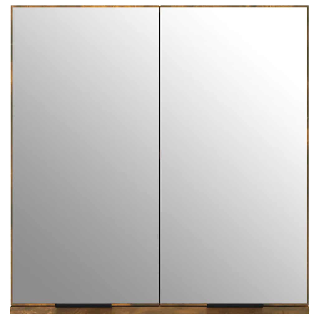 badeværelsesskab med spejl 64x20x67 cm røget egetræsfarve