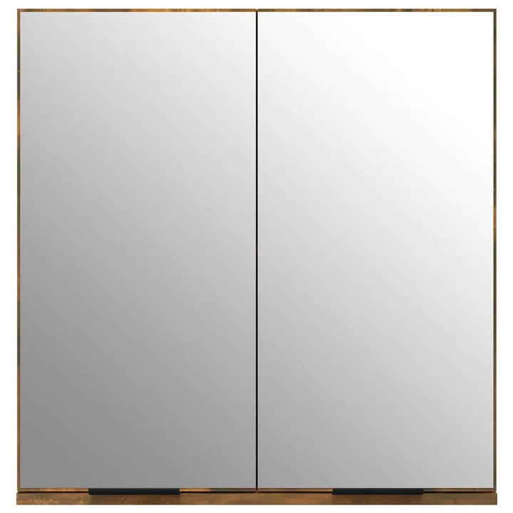 badeværelsesskab med spejl 64x20x67 cm røget egetræsfarve