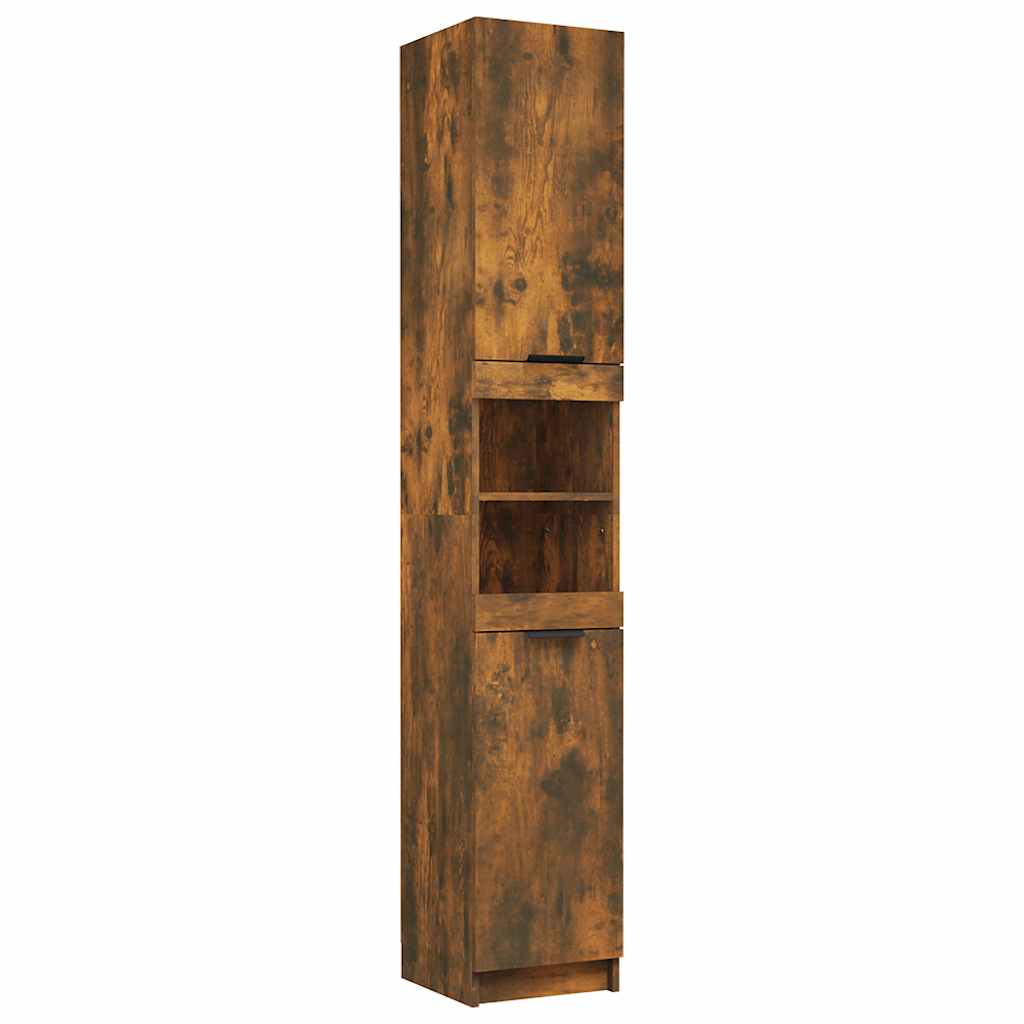 badeværelsesskab 32x34x188,5 cm konstrueret træ røget egetræ