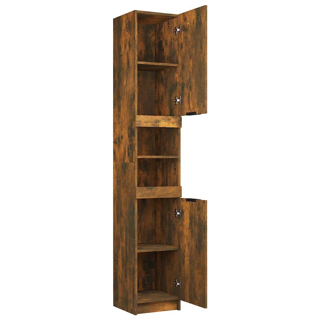 badeværelsesskab 32x34x188,5 cm konstrueret træ røget egetræ