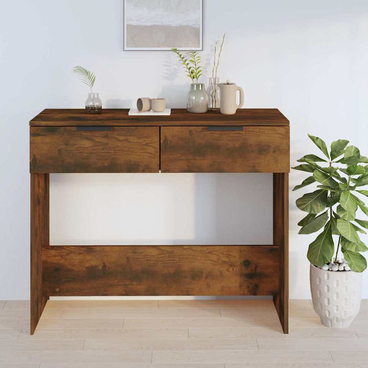 konsolbord 90x36x75 cm konstrueret træ røget egetræsfarve