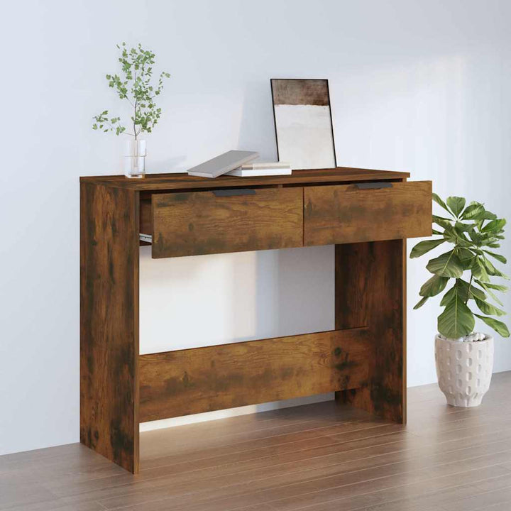 konsolbord 90x36x75 cm konstrueret træ røget egetræsfarve