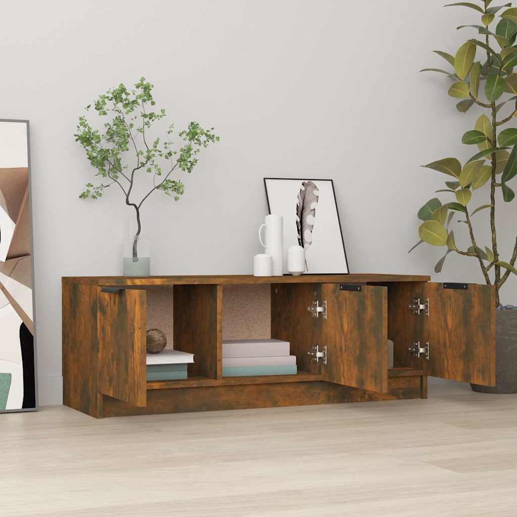 tv-bord 102x35x36,5 cm konstrueret træ røget egetræsfarve