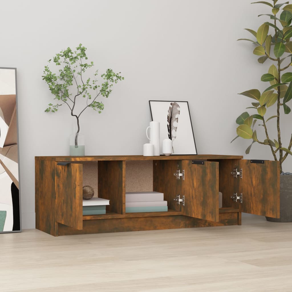 tv-bord 102x35x36,5 cm konstrueret træ røget egetræsfarve