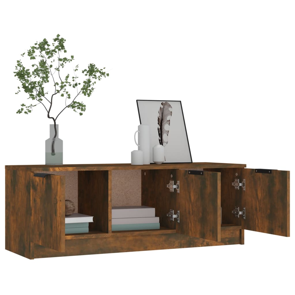 tv-bord 102x35x36,5 cm konstrueret træ røget egetræsfarve