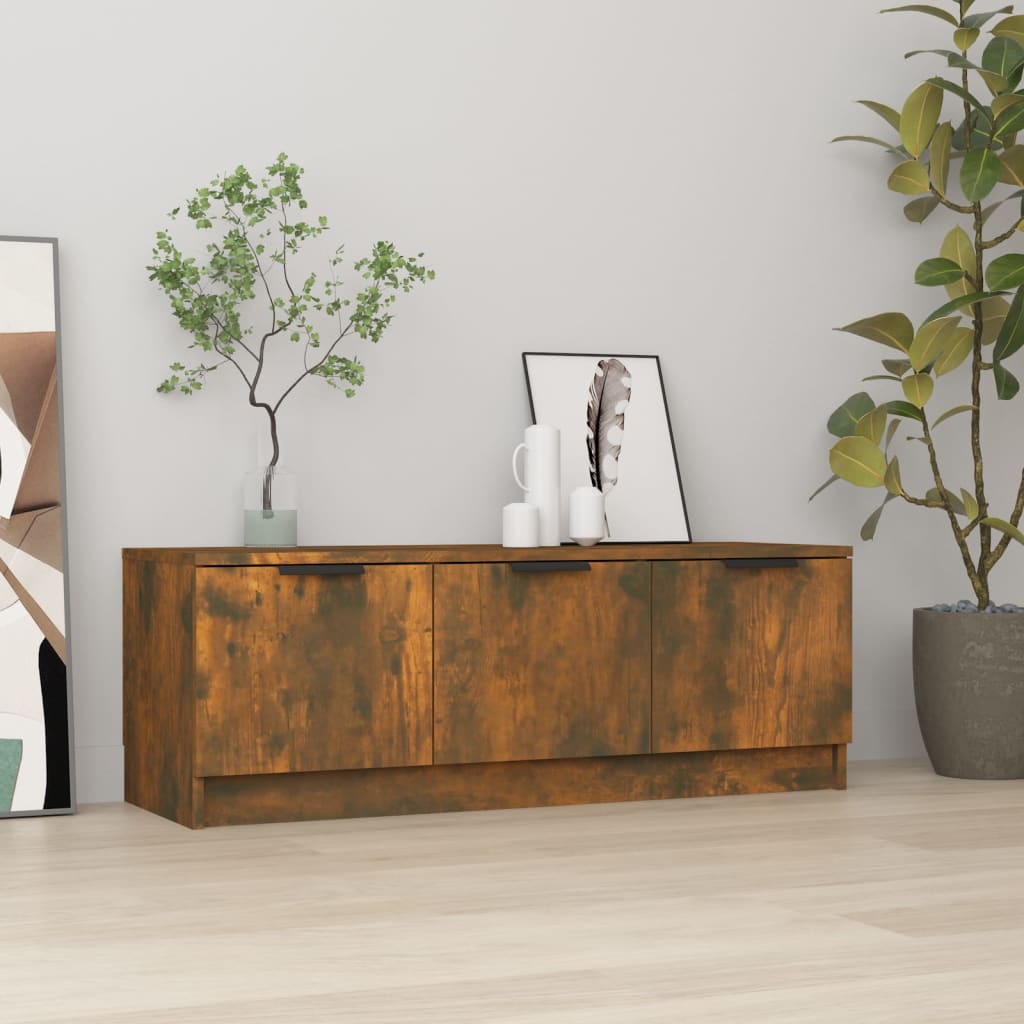 tv-bord 102x35x36,5 cm konstrueret træ røget egetræsfarve