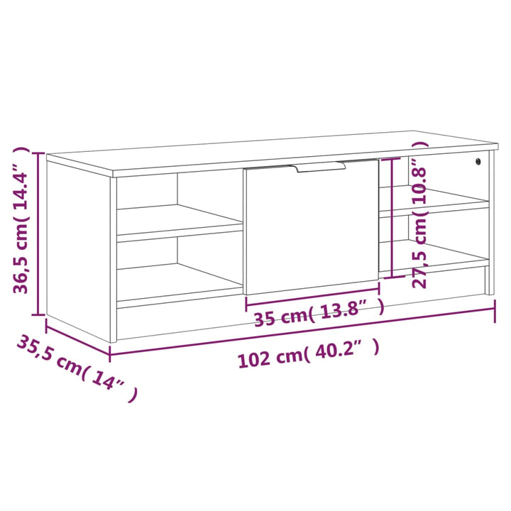 tv-bord 102x35,5x36,5 cm konstrueret træ grå sonoma-eg