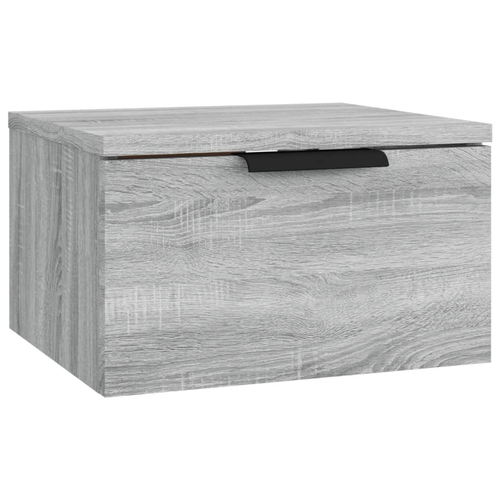 væghængte sengeborde 2 stk. 34x30x20 cm grå sonoma-eg