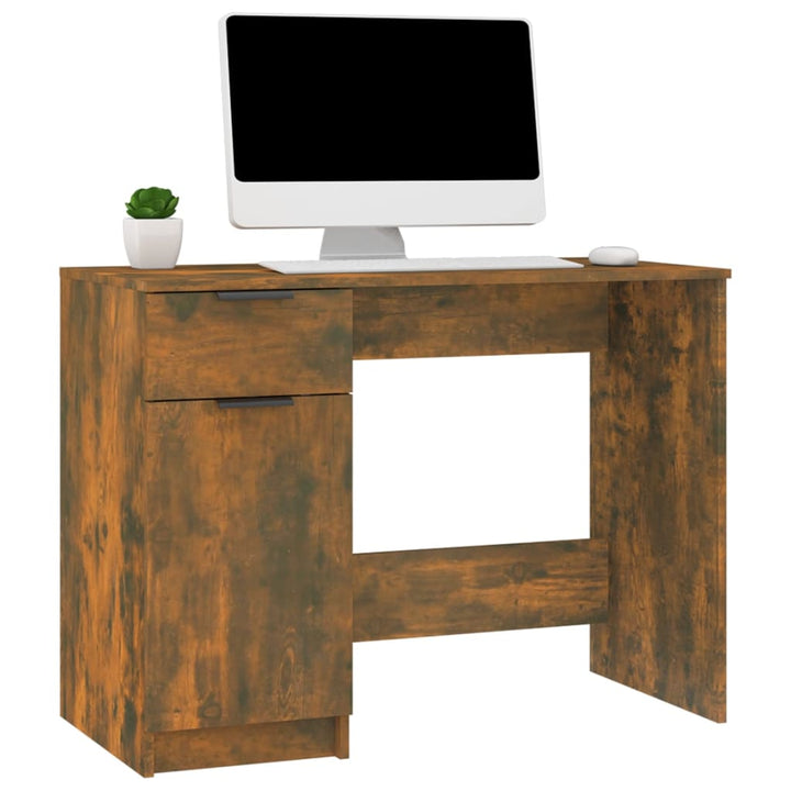 skrivebord 100x50x75 cm konstrueret træ røget egetræsfarve