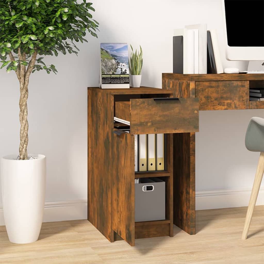 skrivebord 33,5x50x75 cm konstrueret træ røget egetræsfarve