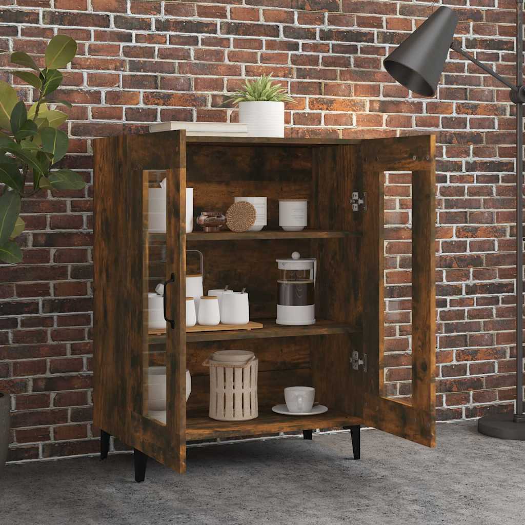 skænk 69,5x34x90 cm konstrueret træ røget egetræsfarve