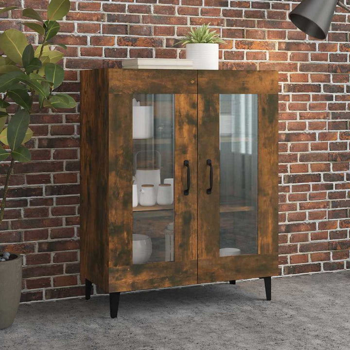 skænk 69,5x34x90 cm konstrueret træ røget egetræsfarve