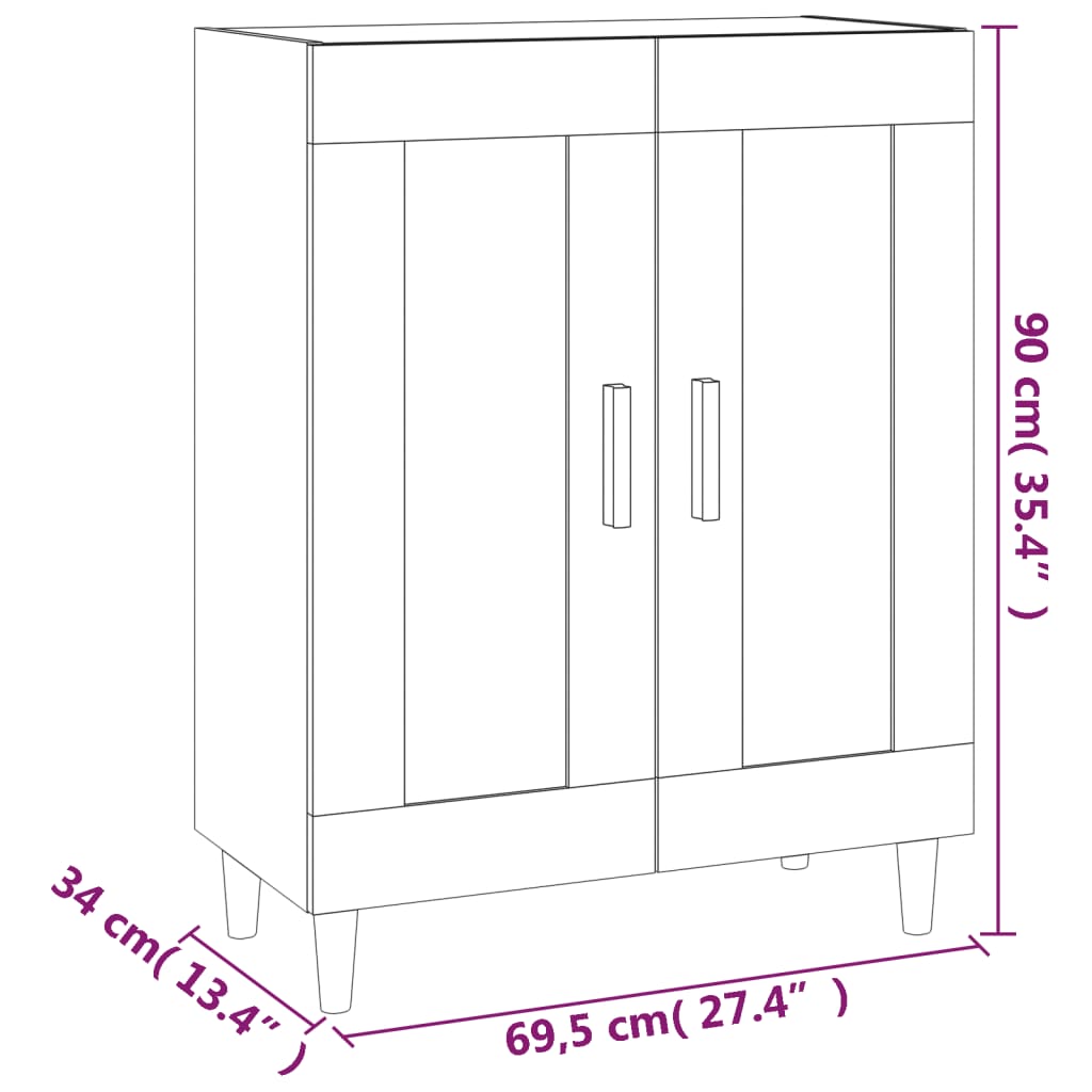 skænk 69,5x34x90 cm konstrueret træ røget egetræsfarve