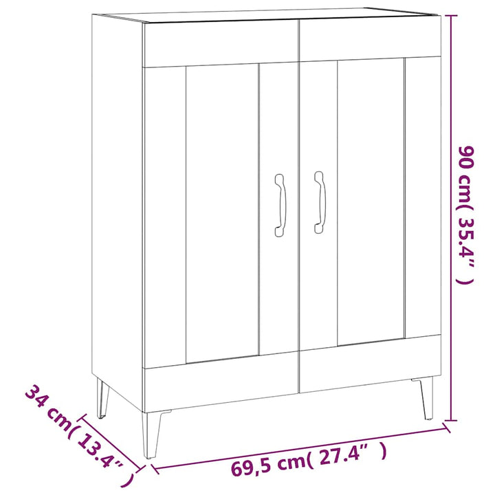 skænk 69,5x34x90 cm konstrueret træ grå sonoma-eg