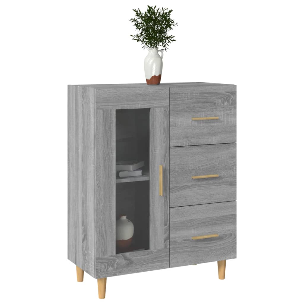 skænk 69,5x34x90 cm konstrueret træ grå sonoma-eg
