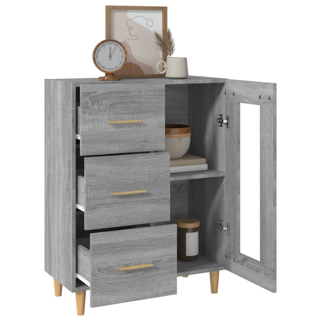 skænk 69,5x34x90 cm konstrueret træ grå sonoma-eg
