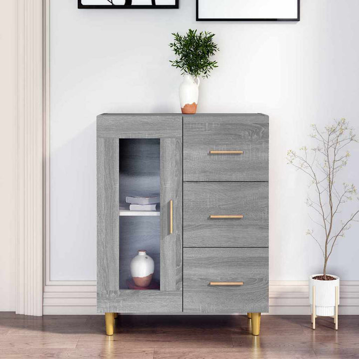 skænk 69,5x34x90 cm konstrueret træ grå sonoma-eg