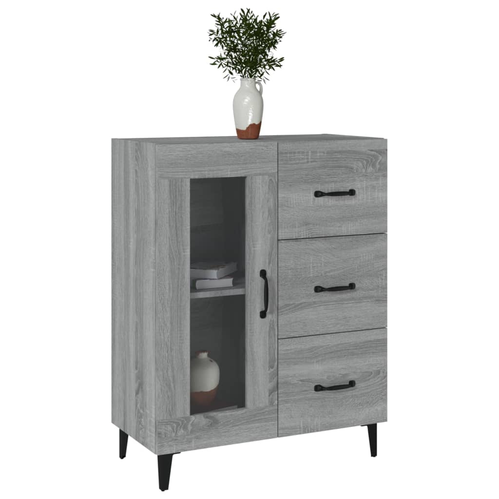 skænk 69,5x34x90 cm konstrueret træ grå sonoma-eg