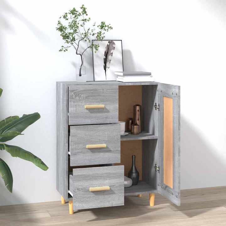 skænk 69,5x34x90 cm konstrueret træ grå sonoma-eg