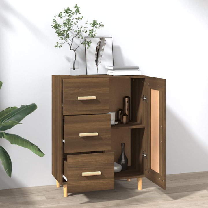 skænk 69,5x34x90 cm konstrueret træ brun egetræsfarve