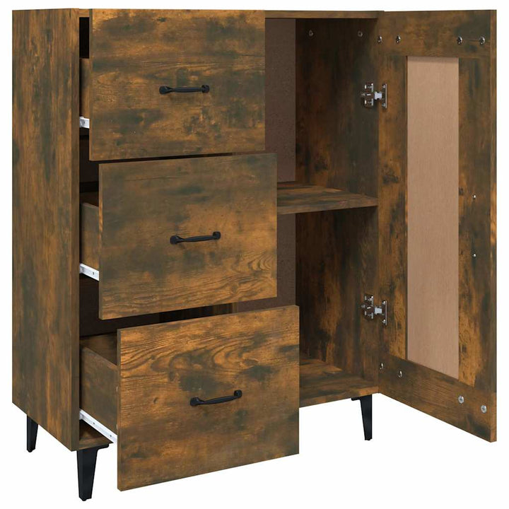 skænk 69,5x34x90 cm konstrueret træ røget egetræsfarve