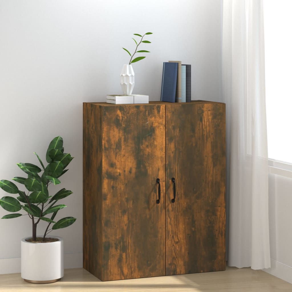 vægskab 69,5x34x90 cm konstrueret træ røget egetræsfarve