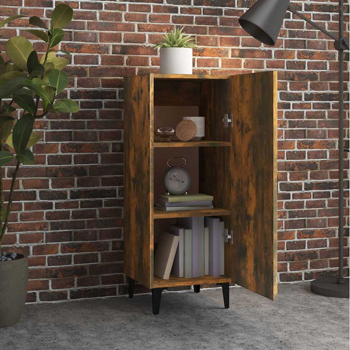skænk 34,5x34x90 cm konstrueret træ røget egetræsfarve