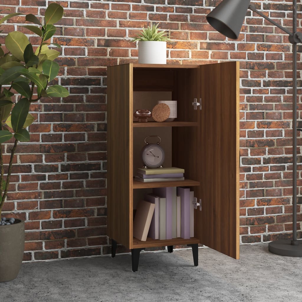 skænk 34,5x34x90 cm konstrueret træ brun egetræsfarve