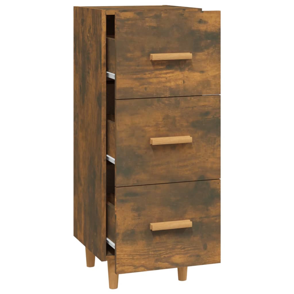 skænk 34,5x34x90 cm konstrueret træ røget egetræsfarve