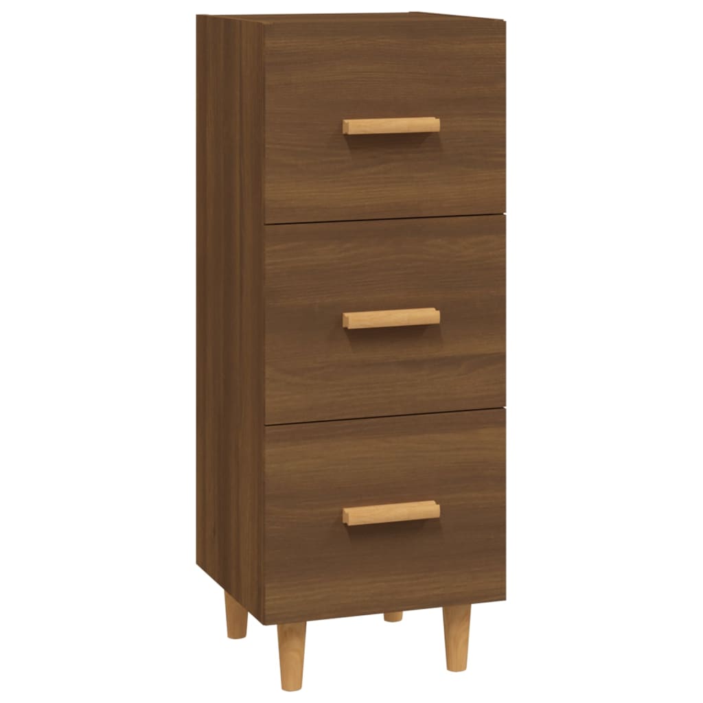 skænk 34,5x34x90 cm konstrueret træ brun egetræsfarve