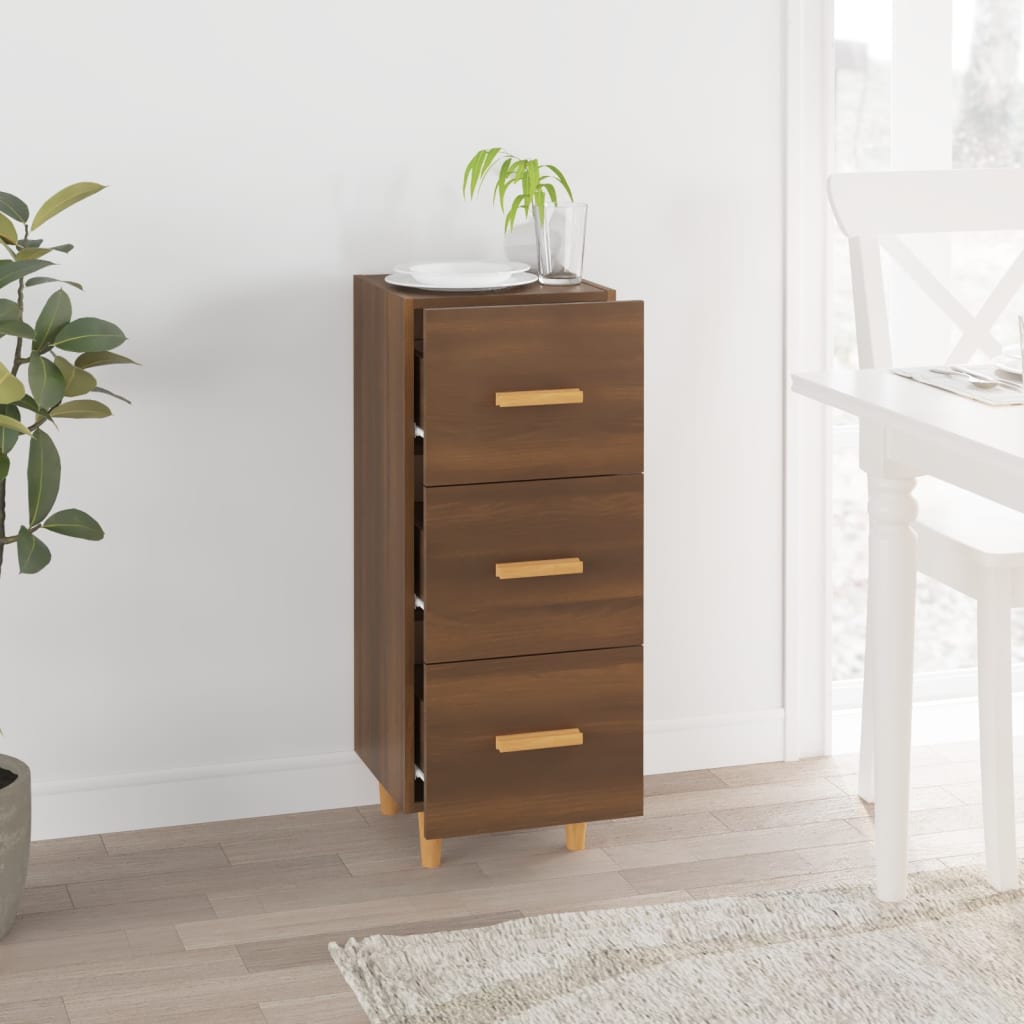 skænk 34,5x34x90 cm konstrueret træ brun egetræsfarve