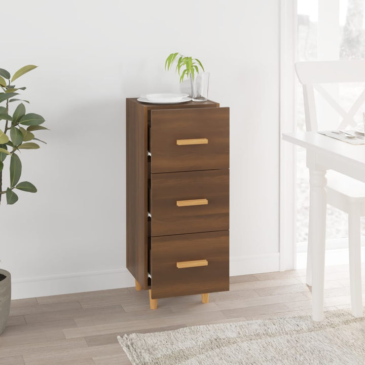 skænk 34,5x34x90 cm konstrueret træ brun egetræsfarve