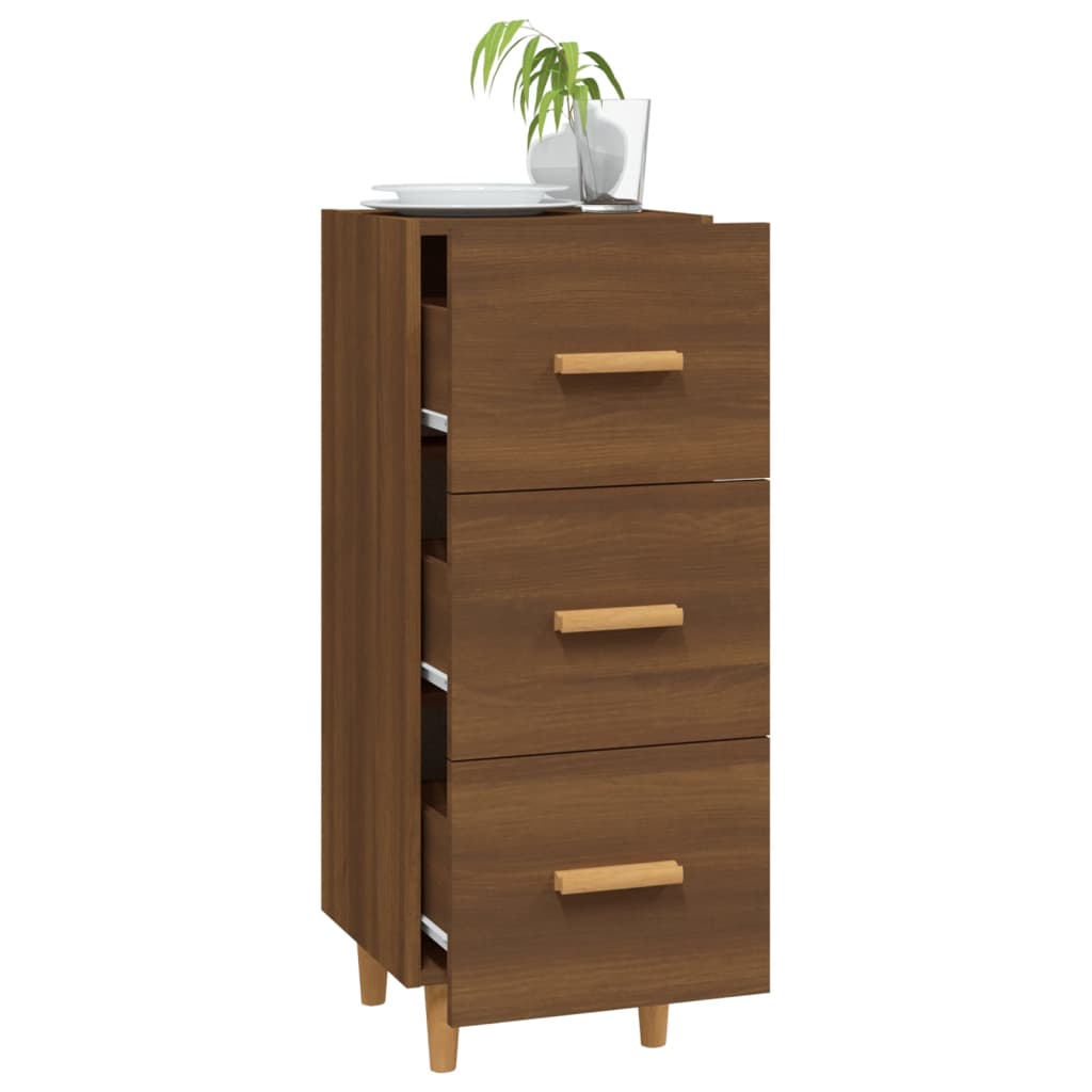 skænk 34,5x34x90 cm konstrueret træ brun egetræsfarve