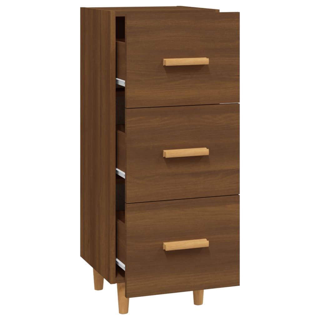 skænk 34,5x34x90 cm konstrueret træ brun egetræsfarve