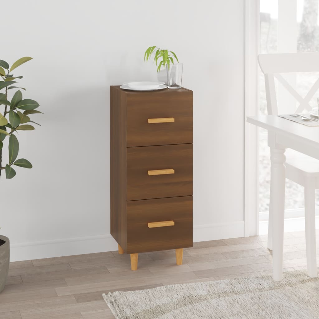 skænk 34,5x34x90 cm konstrueret træ brun egetræsfarve