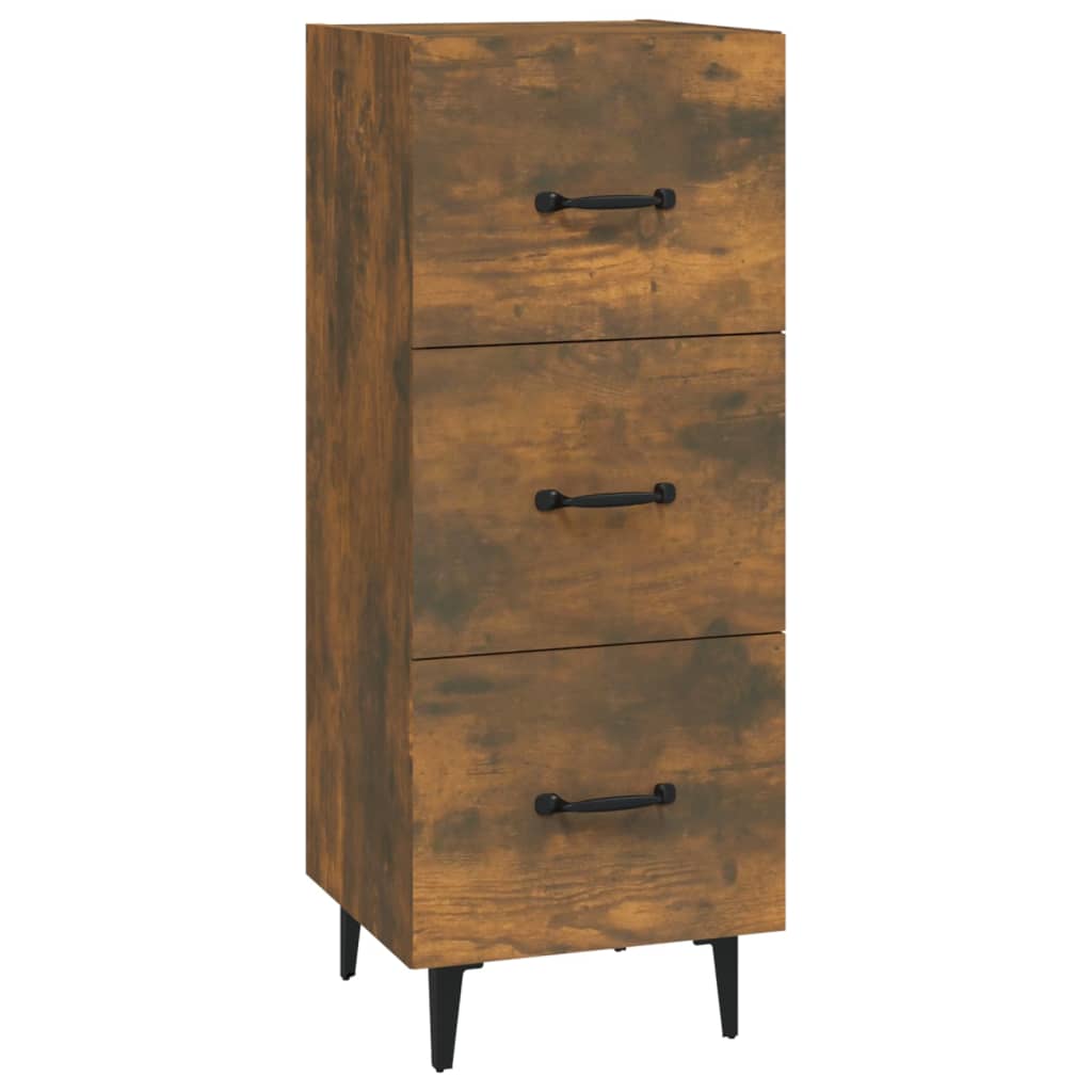 skænk 34,5x34x90 cm konstrueret træ røget egetræsfarve