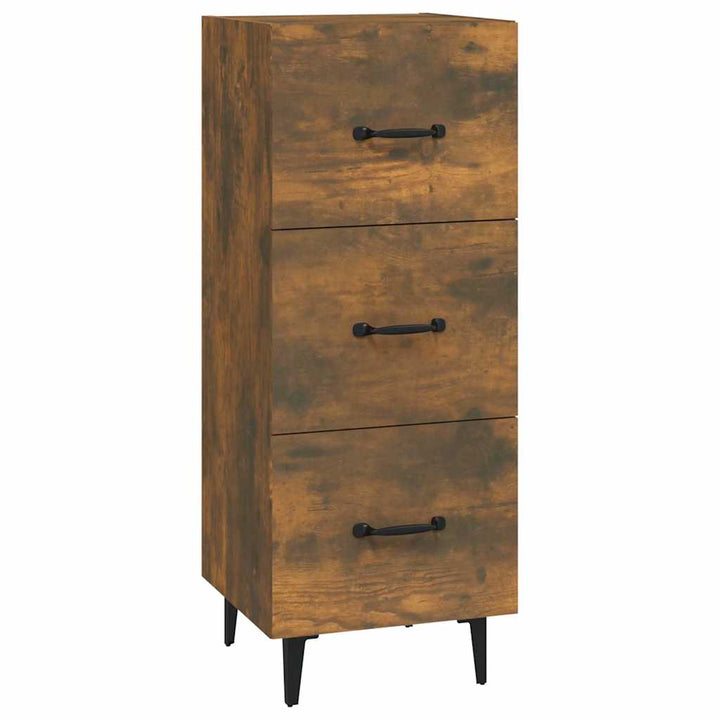 skænk 34,5x34x90 cm konstrueret træ røget egetræsfarve