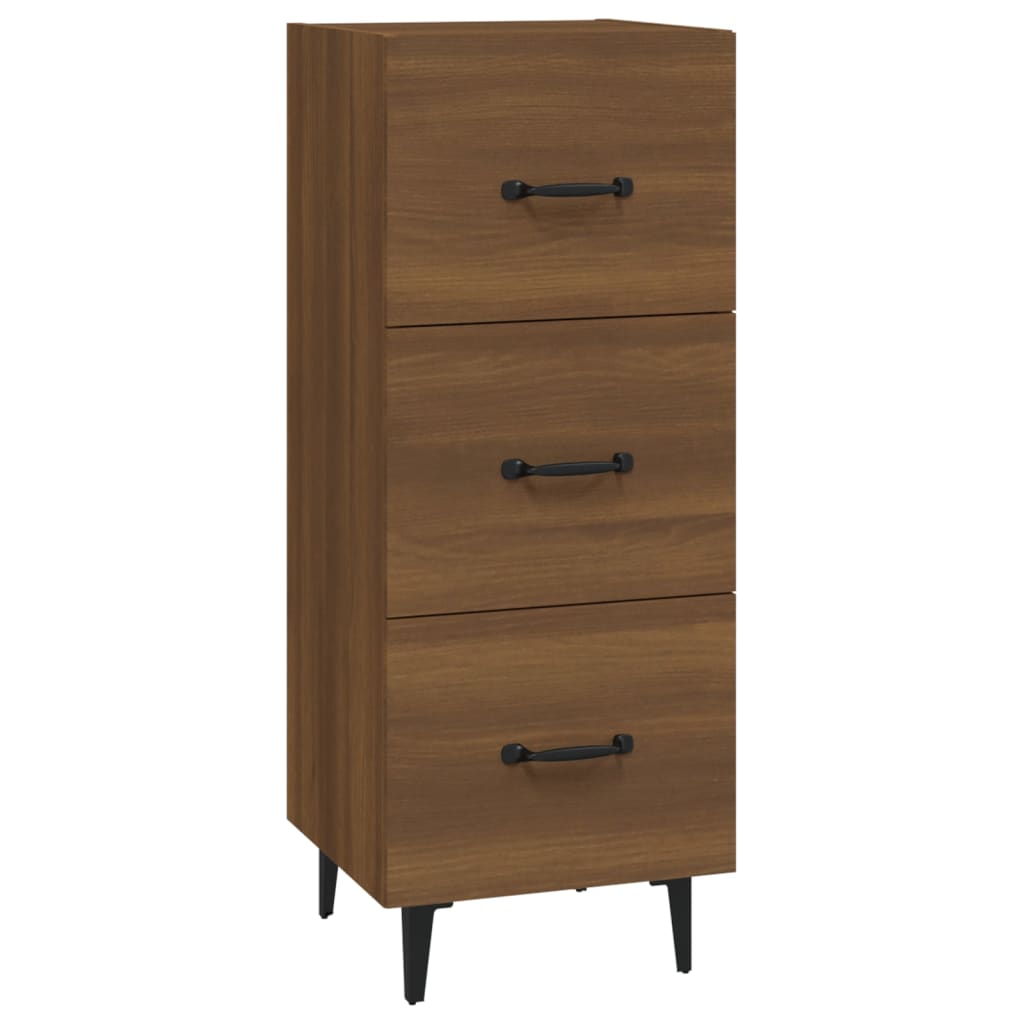 skænk 34,5x34x90 cm konstrueret træ brun egetræsfarve