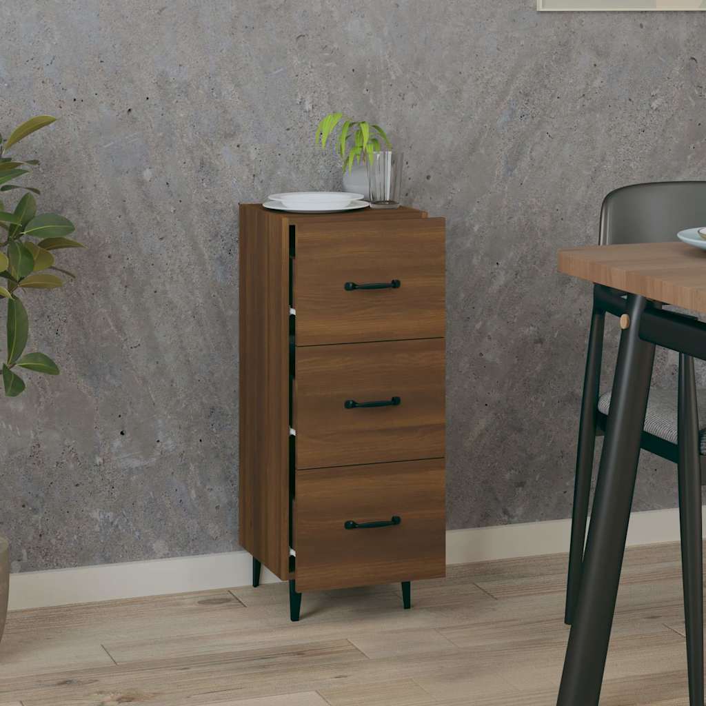 skænk 34,5x34x90 cm konstrueret træ brun egetræsfarve