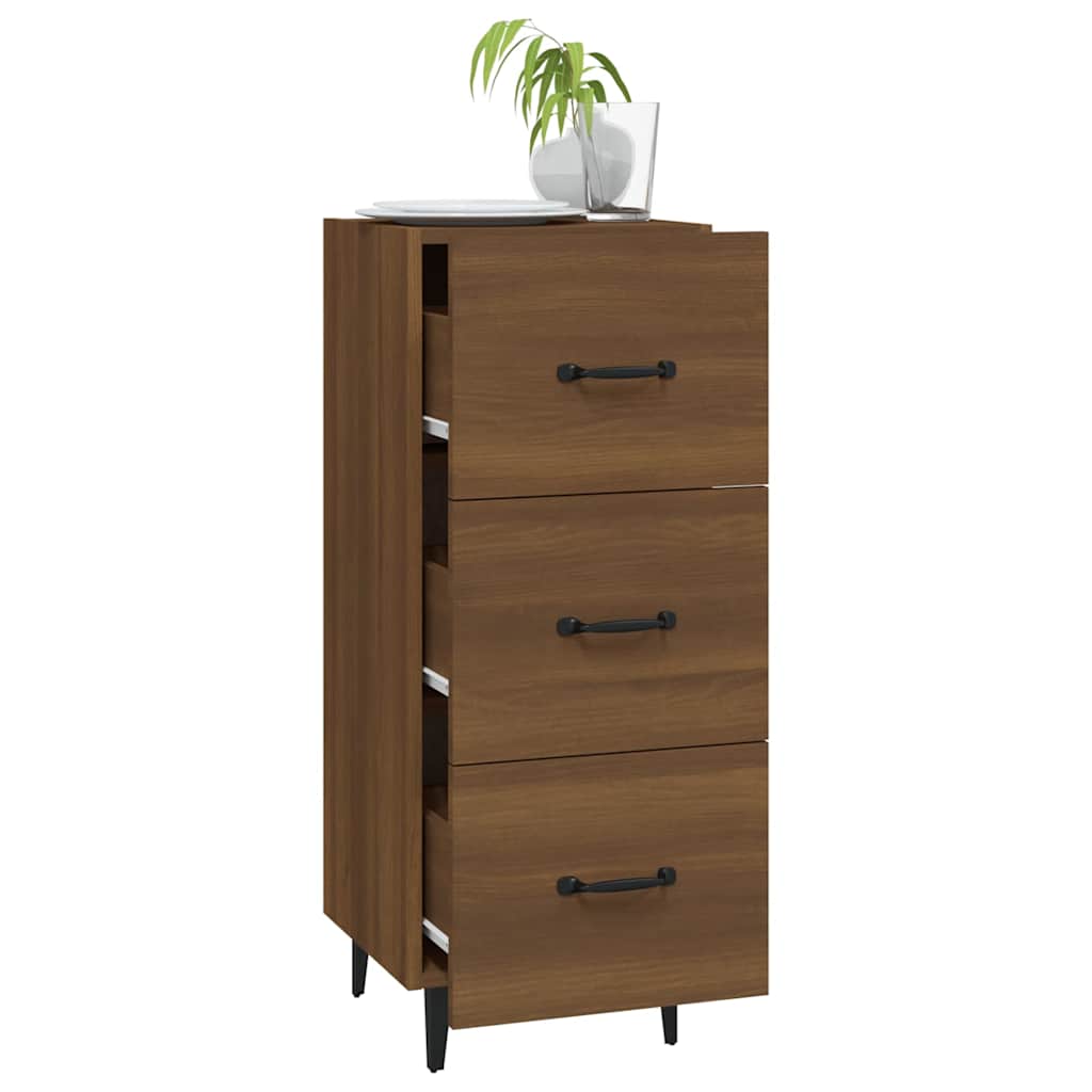 skænk 34,5x34x90 cm konstrueret træ brun egetræsfarve