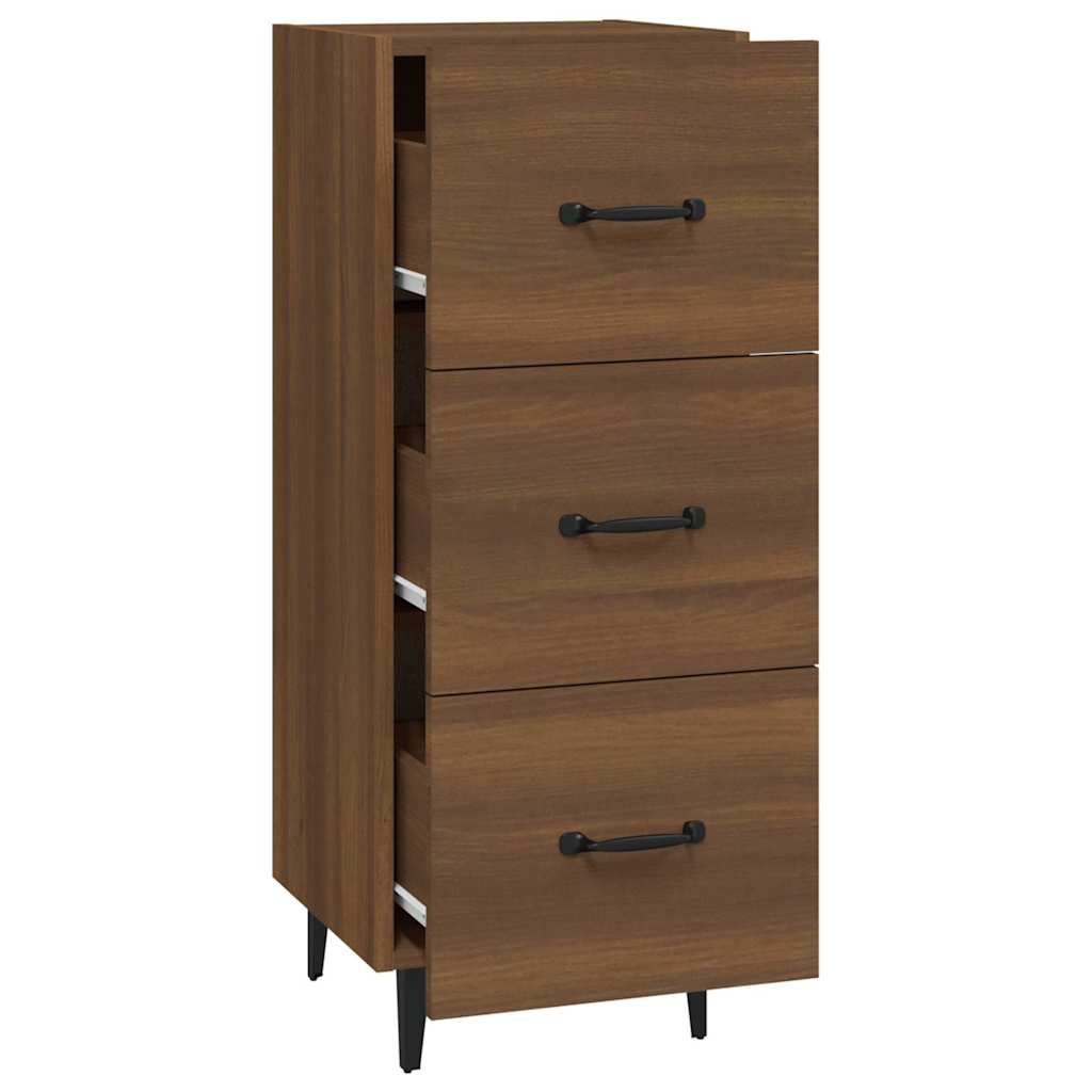 skænk 34,5x34x90 cm konstrueret træ brun egetræsfarve