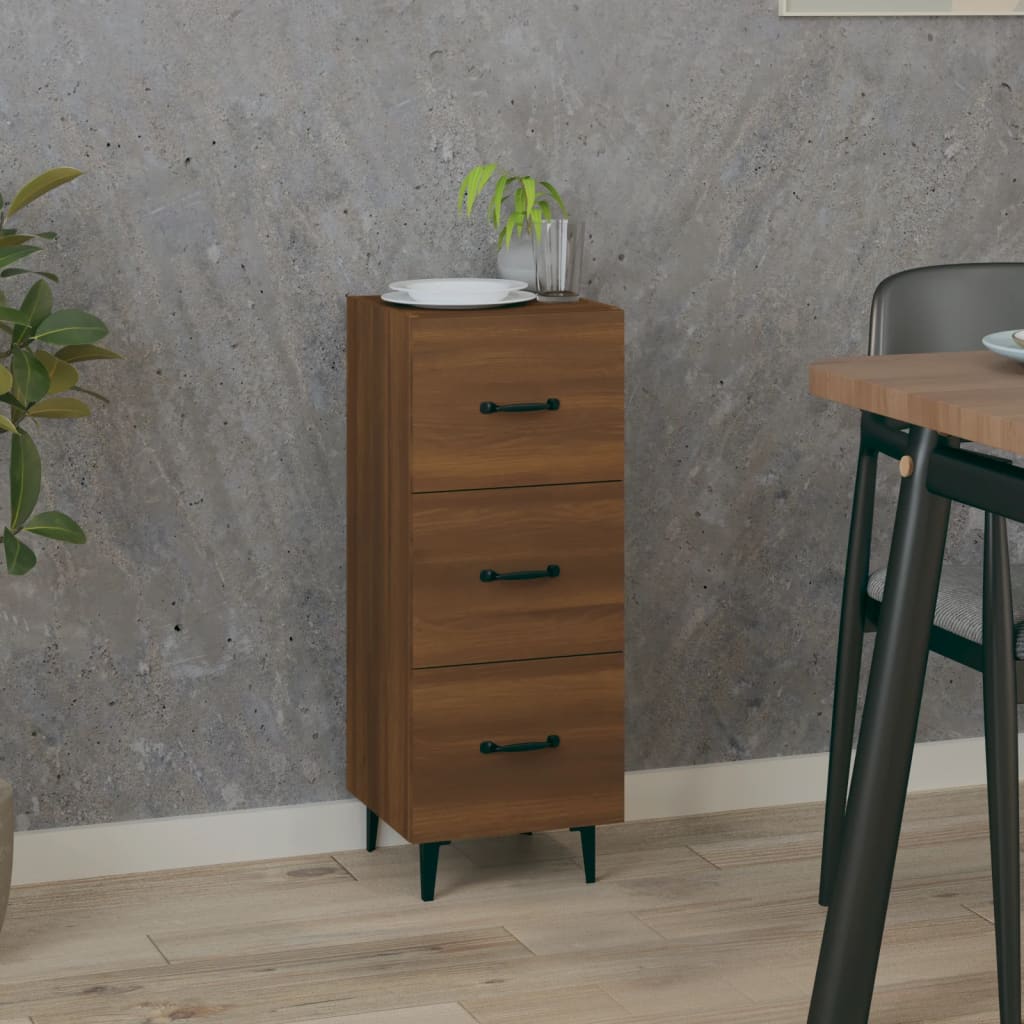 skænk 34,5x34x90 cm konstrueret træ brun egetræsfarve