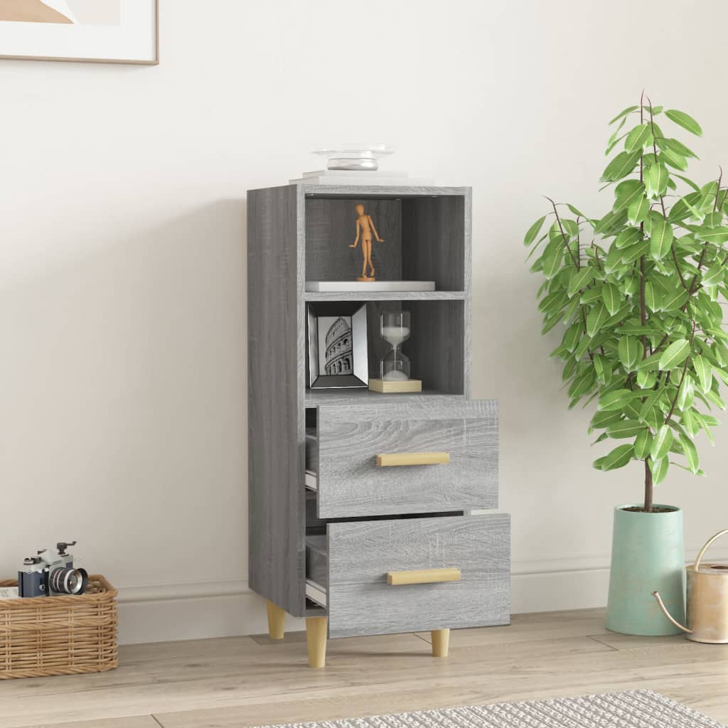 skænk 34,5x34x90 cm konstrueret træ grå sonoma-eg